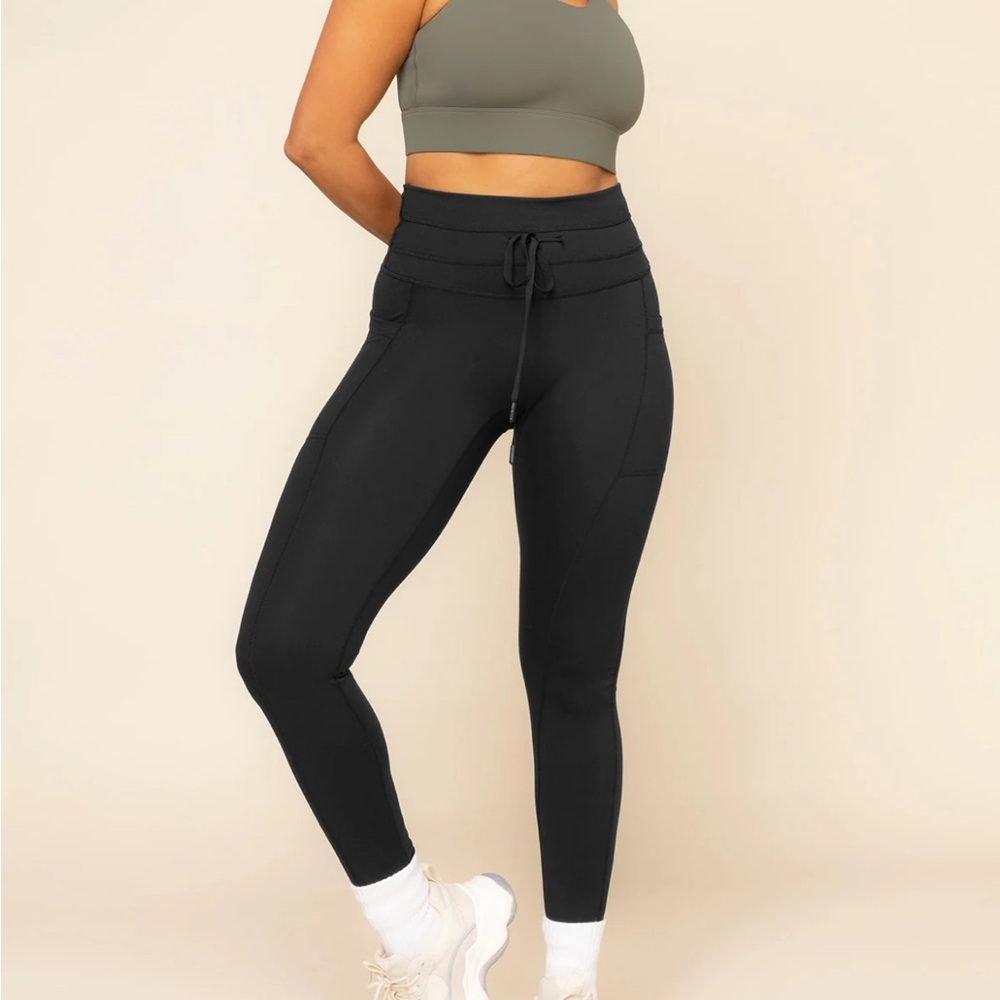 Popflex High Waisted Cargo Black Leggings with Pockets